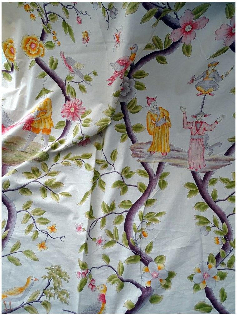 Tissu Ancien Vintage En Coton - Motifs Naïfs, Coupon Idéal Pour Couture Ou Déco