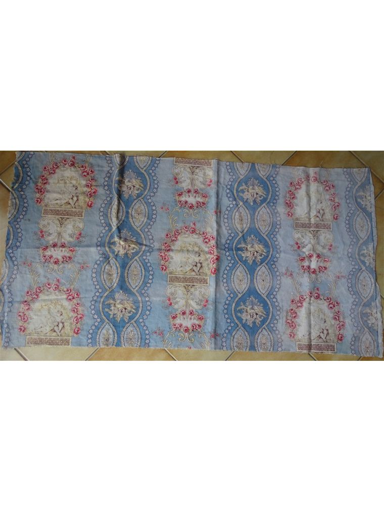 Coupon De Tissu Ancien Satiné Pour Enfants - Motif Petits Canards 78x84 Cm - Occasion En Très Bon état